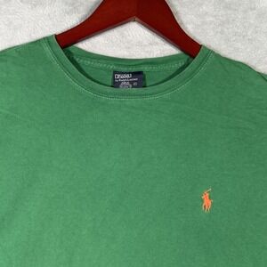 Polo Ralph Lauren Shirt Mens Large Green Embroidered Pony Crewneck Cotton Casual